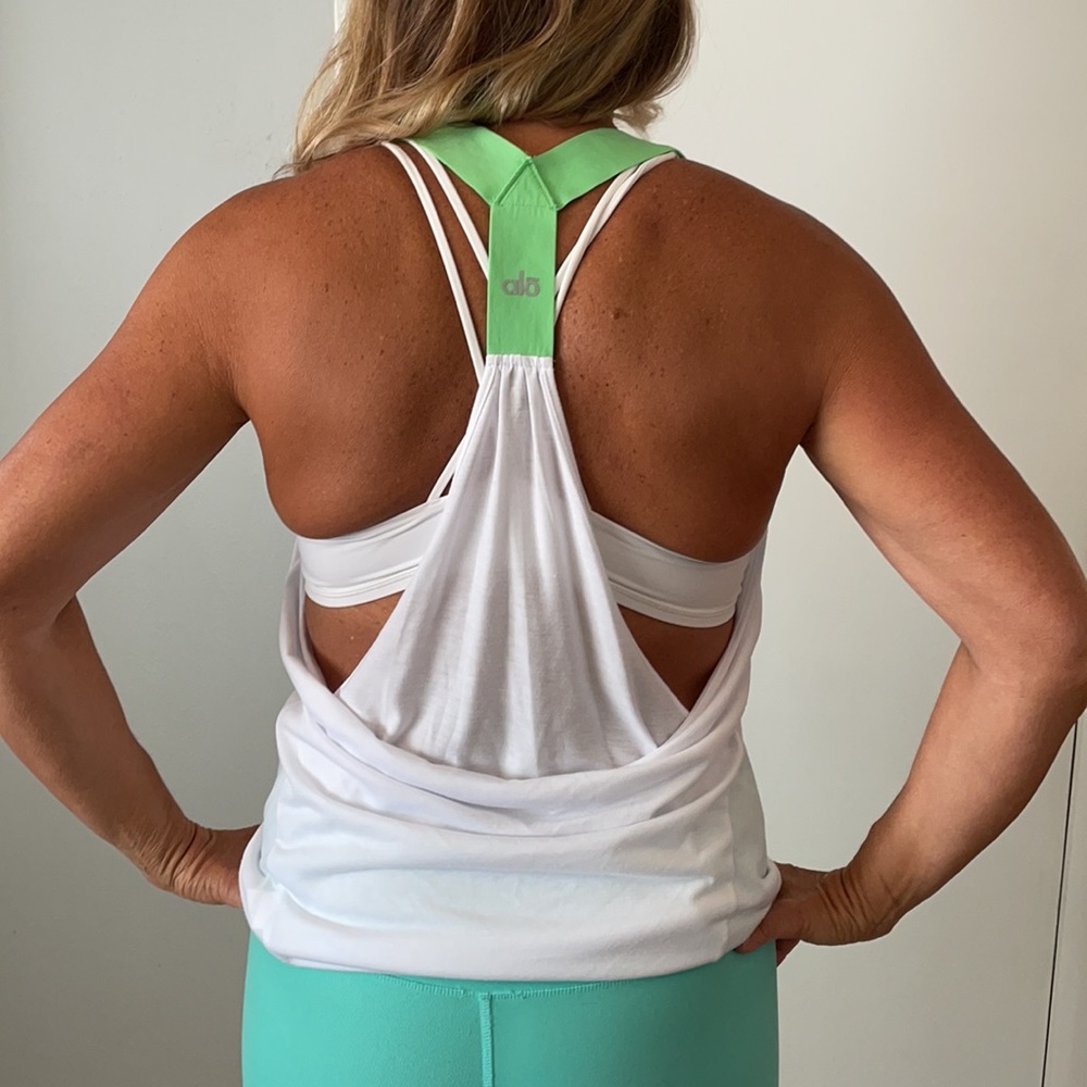 Like new White ALO yoga top with open back